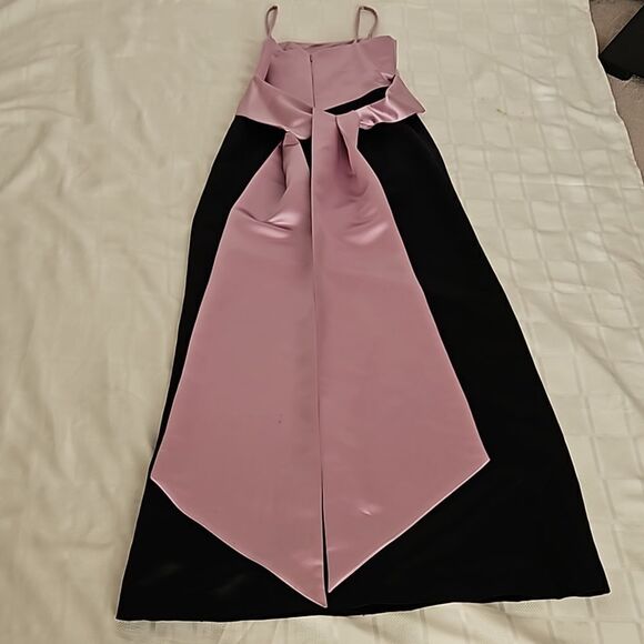 Jones New York Spaghetti Straps With Mega Bow Maxi Dress Pink & Black 4 - Picture 12 of 15